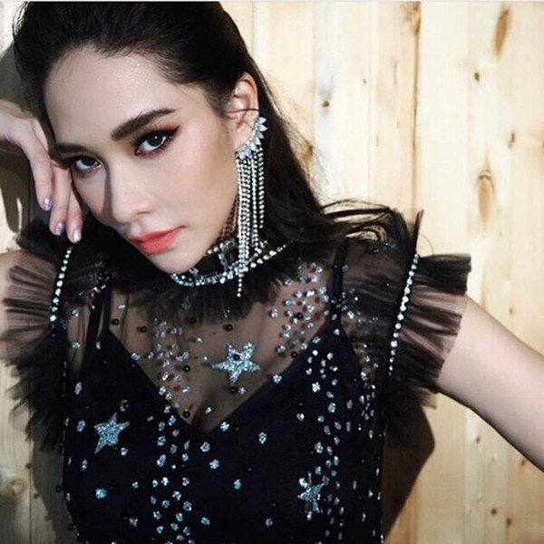 Girl Night Club Party Stud Fashion Personality Rhinestone Long Women Earring Creative Tassel Lady Earrings Jewelry