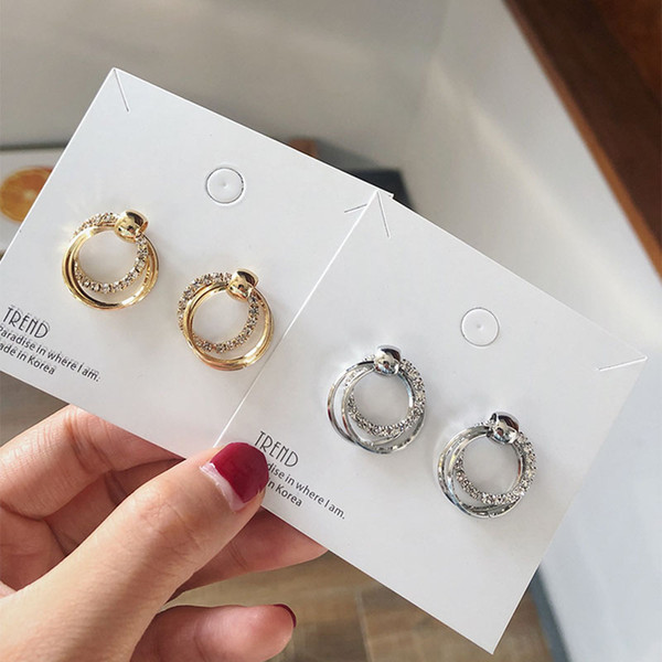 Birthday Gift Luxury 3A Zircon Female Earring INS Double-Layered Circle Stud for Lady Fashion Night Club Earrings Jewelry