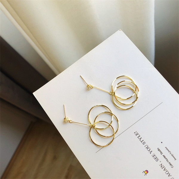 Geometric Rings Irregular Lady Stud INS S925 Long Simple Earring for Party Fashion Zircon Handmade Eardrop Nigh Club Earrings