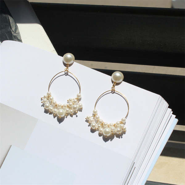 INS Night Club Party Girl Earrings Fashion Pearl Alloy Exaggerated Stud Women Eardrop Creative Birthday Gift