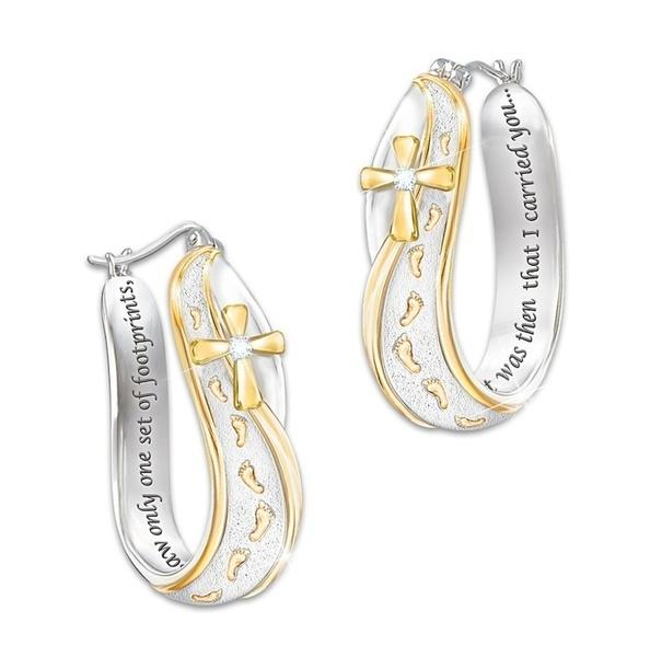 Exquisite Fashion Footprints When You Saw Only One Set of Footprints It Was Then That I Carried You Earrings Wedding Accessories 426