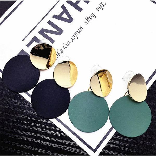 European and American retro personality fashion simple large ring earrings geometric alloy metal exaggerated Round Earrings