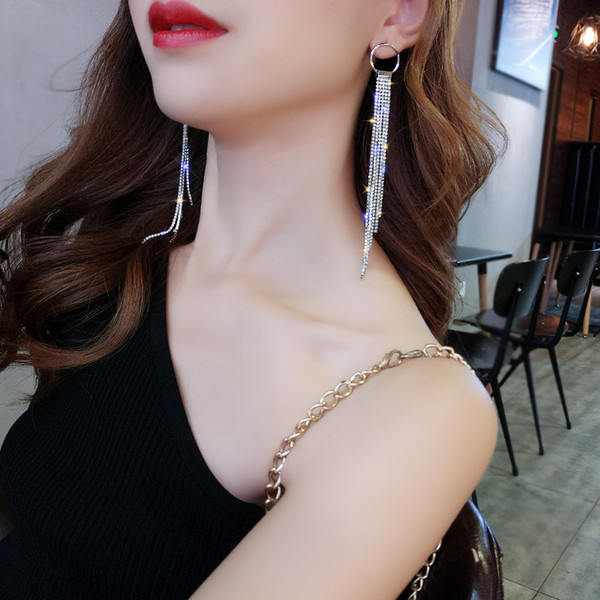 2019 Wholesale high quality S925 silver needle long tassel ring charm earrings for lady's jewelry accessory