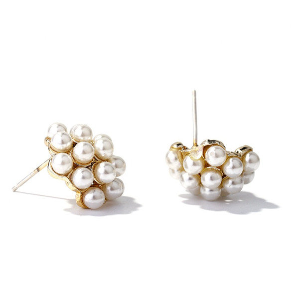 Wholesale New white personalized imitation pearl cluster 925 silver pin charm earrings for women fashion jewelry accessory