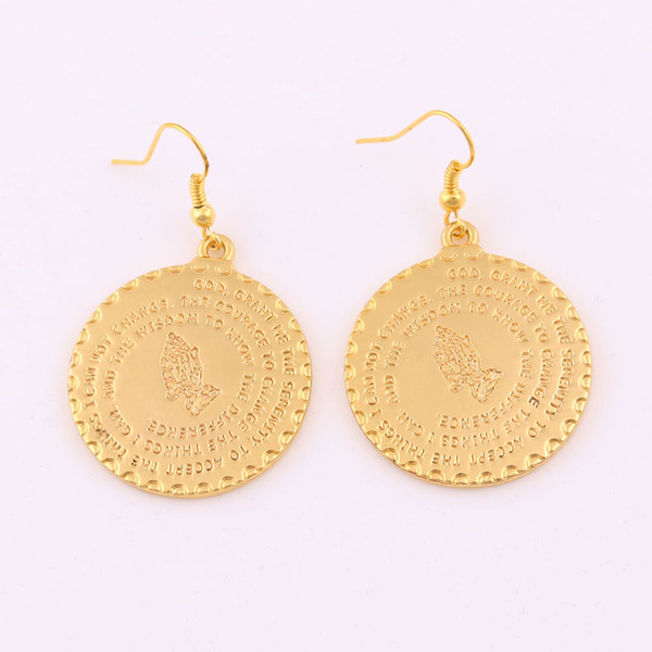 Hui lin fashion style round shape gold color hook earring jewelry for woman