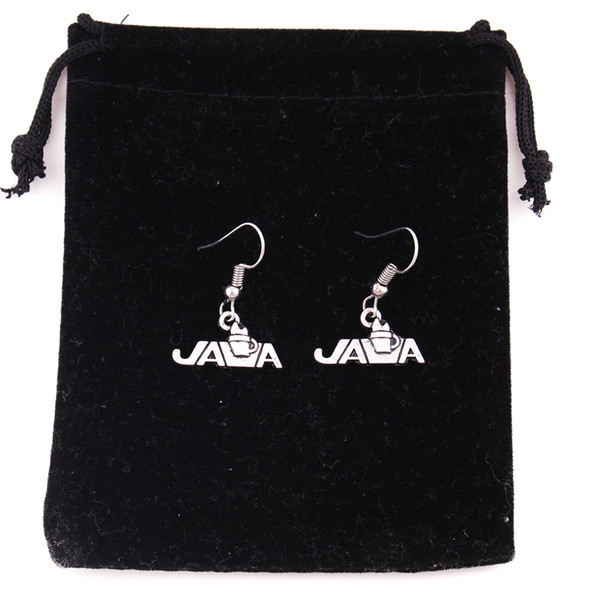 JAVA Letters And A Cup Earrings Special Design Shape Zinc Alloy Antique Silver Also Provide Drop Shipping