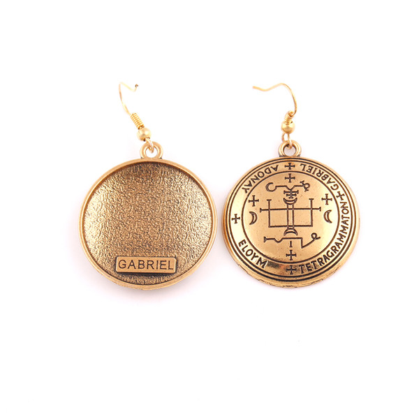 Apricot Fu Archangel GABRIEL Talisman Gold tone Bronze or Silver Sigil of GABRIEL Angelic Pendant Earrings