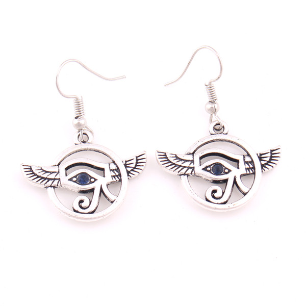 Fashion religion style silver color crystal eye shape earring jewelry for woman