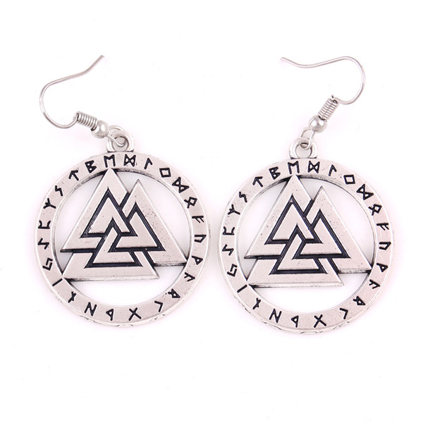 Nordic Vikings Rune Amulet Earring Odin's Knot Valknut Odin 's Symbol of Norse Viking Warrior Jewelry