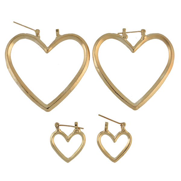 idealway 2 color Fashion Gold Plated Heart Shaped Chain Dangle Long Earrings for Women Jewelry