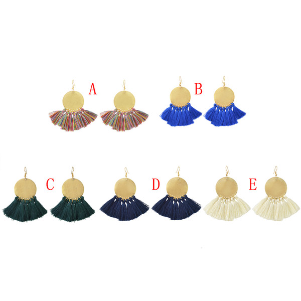 idealway Fashion 5 Colors Gold Plated Alloy Thread Tassel Shourouk Earrings