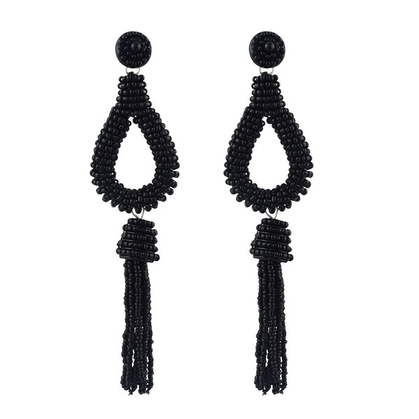 Idealway New Fashion Bohemian Drop Earrings Fringe Pendant Beaded Earring Stud Jewelry