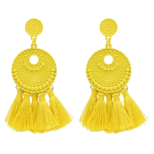 idealway6 Colors Vintage Bohemian Drop Dangle Earrings Tassel Baking Varnish Fringe Earrings Jewelry