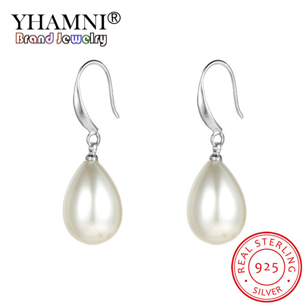 YHAMNI Classic 925 Sterling Silver Pearl Drop Earrings Teardrop Bridal Party Wedding Jewelry for Women Earrings Wholesale YE10001