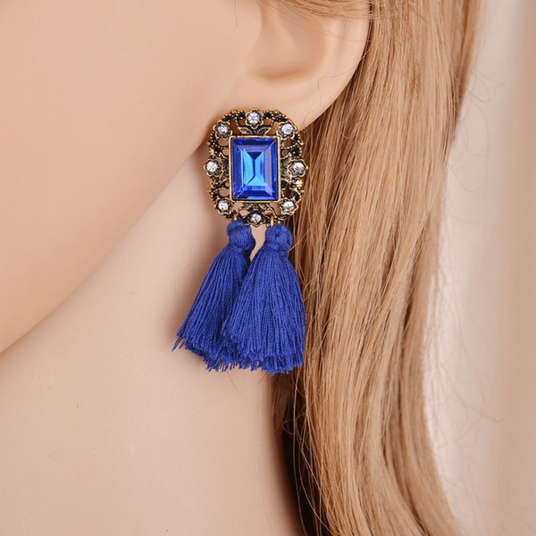 New Unique design Crystal Tassel Earrings For Women 2017 Trendy Vintage Jewelry Hot Sale Dangle Drop Earrings Wholesale