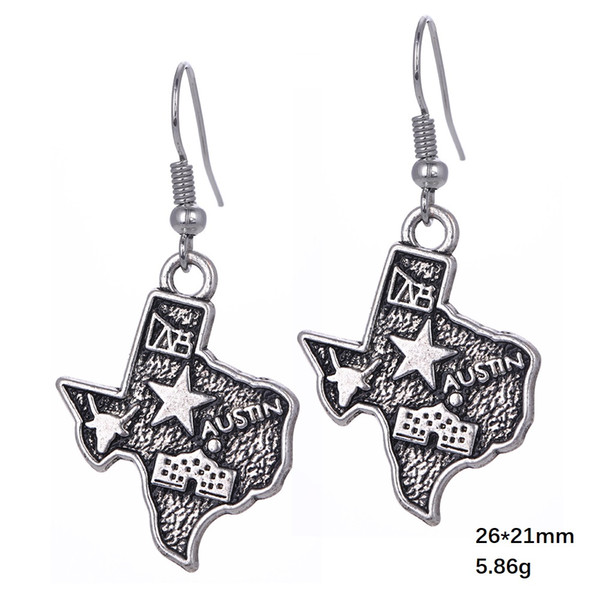 Lemegeton Wholesale maps of USA States Texas Vermont Virginia Sliver Color Earrings Free Shipping 2018 NEW HOTSALE