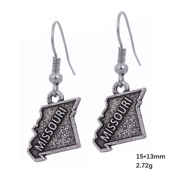 Lemegeton Wholesale maps of USA States Missouri Montana Nebraska North Carolina Antique Sliver Color Earrings Free Shipping 2018 NEW