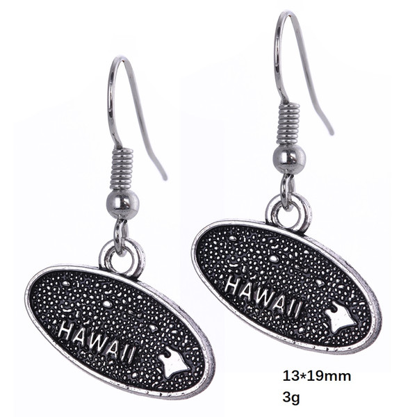 Lemegeton Wholesale maps of USA States Hawaii Idaho Illinois Kentucky Antique Sliver Color Earrings Free Shipping 2018 NEW