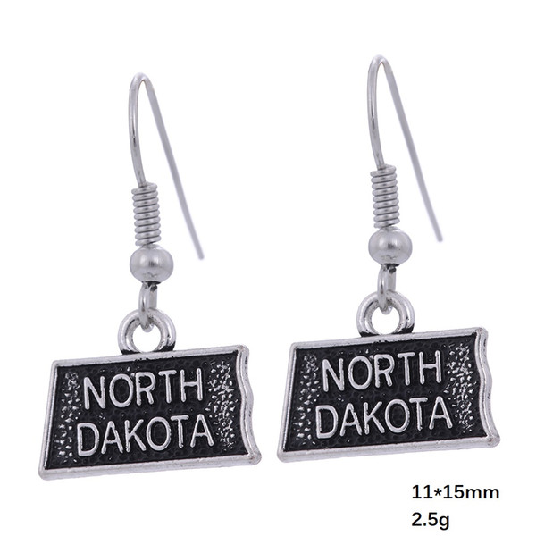 Lemegeton Wholesale maps of USA States North Dakota Ohio South Carolina Utah Antique Sliver Color Earrings Free Shipping 2018 NEW