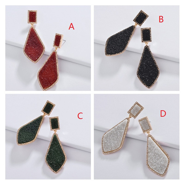 Luxurious Water Drop Kendra Style Arrowheand Shape Resin Druzy Drusy Charms Earrings Women Brand Jewelry Wholesale