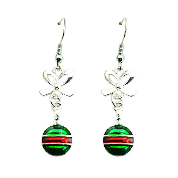 Christmas Decoration Fashion Charms Earrings Silver Color Dangle Bowknot Enamel Racket Long Earrings For Women Jewelry