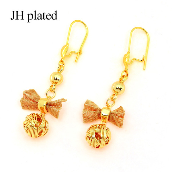 JHplated Trendy styles Africa Earrings for Women Girl Arab Ethiopian bowknot Pendant Jewelry Friend Gifts wedding Bride party