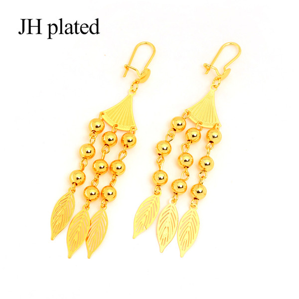 JHplated Ethiopia African jewelry Cute Fashion Lady Gold Color Earrings Pendant fashion best Wedding Party gift women and girls