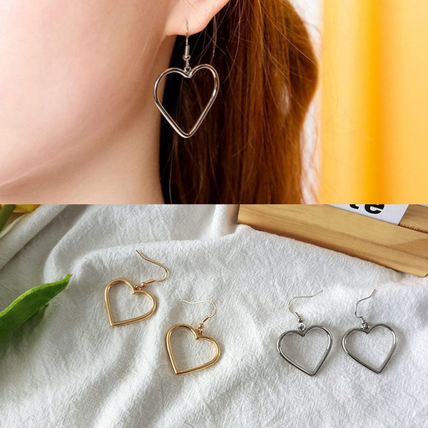 Europe and the United States simple minimalist soft earrings cute sweet hollow pierced heart-shaped heart-shaped ear clip female