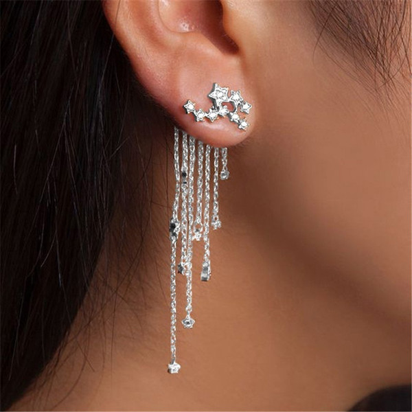 Crystsal Star Tassel Earrings Crystal Earrings Ear Cuff Women Fashion Jewelry 2019 hot sale drop shipping