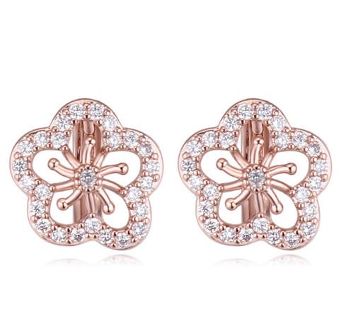 Earrings Jewelry Fashion Women Luxury High Quality Zircon 18K Gold Plated Flowers Charm Stud Earrings Wholesale Free Shipping TER017