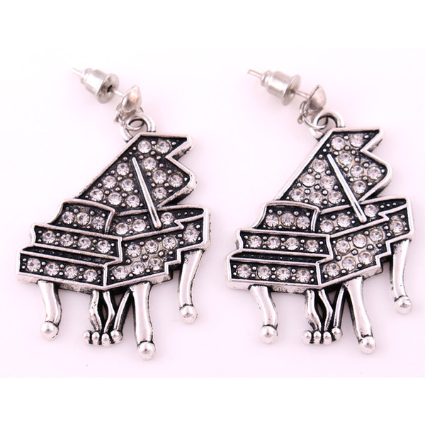 Women Earrings Piano Shape With Beautiful sparkling Crystals High Grade Fashion Jewelry Zinc Alloy Material Provide Dropshipping