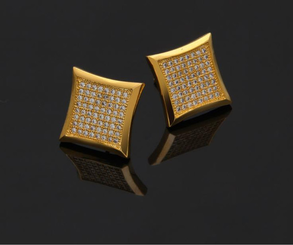 Euro-American fashion trend hip-hop fashion products personality micro-inlaid 128 zircon square ear nails paired men's accessories