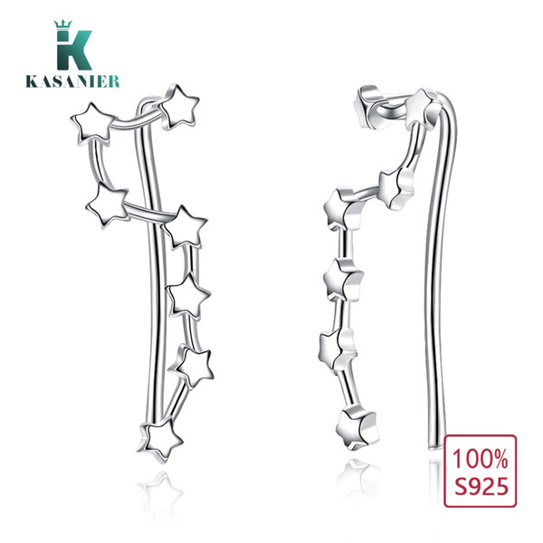 KASANIER Fashion Star Design Ladies Earrings 100% S925 Sterling Silver Earrings Women Party Gift For Gold and Silver 2 Colors to Choose