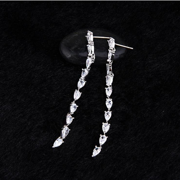 Fashion women's Earrings personality geometry water drop long earrings accessories pure silver needle earnails fashion jewelry