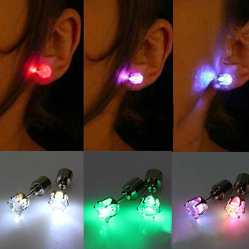 Christmas Gift LED Stud Flash Earrings Hairpins Strobe LED Earring Lights Strobe LED Luminous Earring Party Magnets Fashion Earring Lights