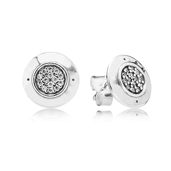 Women's Authentic 925 Sterling Silver EARRING Logo signature with Crystal Stud Earrings for Women Compatible with Pandora Jewelry