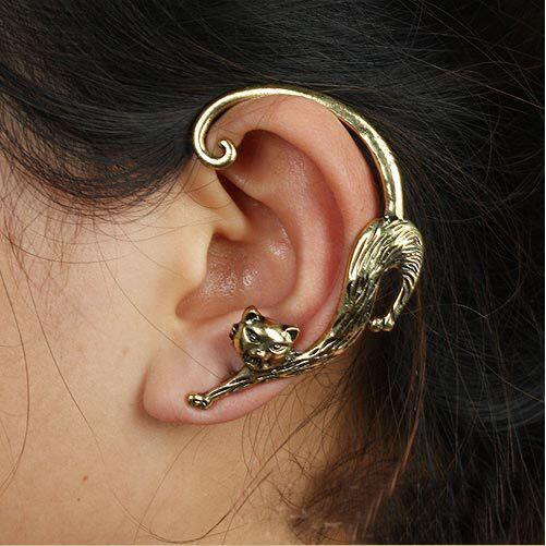 1pc New Fashion Lovely Cat 3 colors Ear Clips Nightclub Exaggerated Clip Earrings with Pierced E040