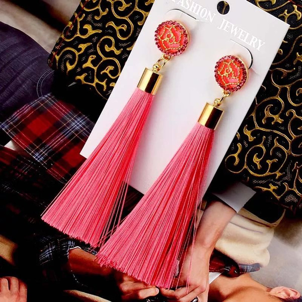 Gold Rose Hollow Out Women Earrings Colorful Fringed Earrings Fashion Tassels Earring 2018 Jewelry For Women 9 Colors