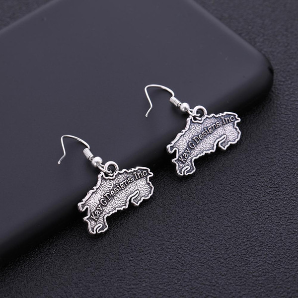 Wholesale maps of Countries Mexico Spain Ireland Australia Puerto Rico Africa Costa Rica Antique Sliver Color Earrings HOTSALE
