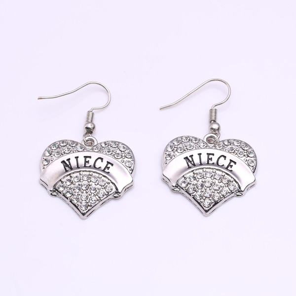 Best Selling Fashion Letter NINCE Earring Rhodium Plated Earrings Studded With Sparking Crystals Heart Love Pendant Jewelry