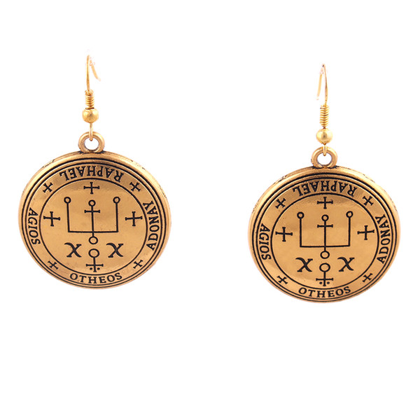 Sigil of Archangel Gabriel Enochian Archangel RAPHAEL Talisman Angel Tibetan Charm Hooking Earrings India Hindoo Fashion Jewelry