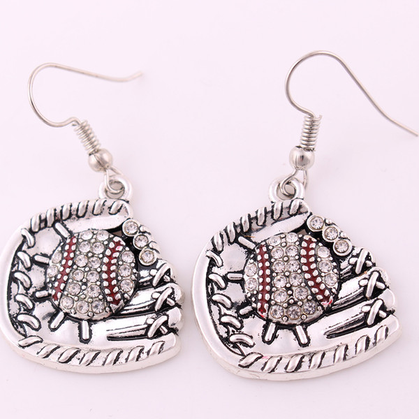 Wholesale Fashion Antiques Silver Baseball glove Charms Pendants Dangle Earrings For Women Jewelry Free Shipping Trade Assurance Service