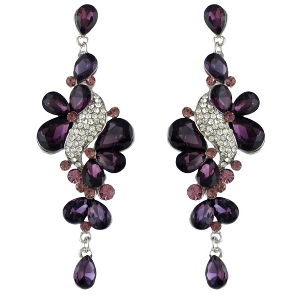 4 Colors Fashion Bohemian Silver Alloy Crystal Rhinestone Drop Dangle Earrings Women Jewelry