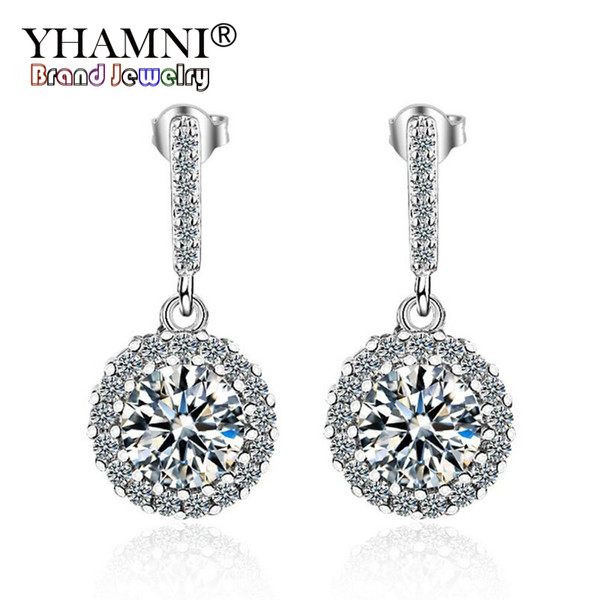 YHAMNI Fashion 925 Sterling Silver For Women Studs Earrings Luxury Cubic Zirconia Jewelry Girl Gift High Quality Wholesale LED427