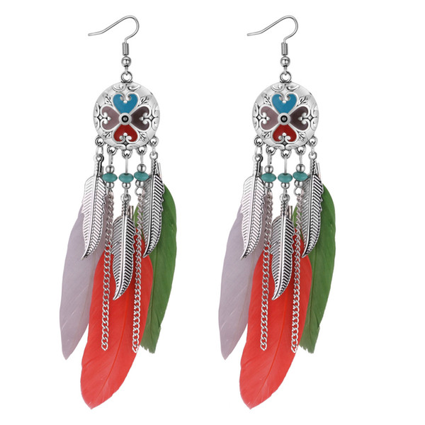 Long Feather Earring leaf tassel Earring stud ear rings designer earrings luxury designer jewelry women earrings retro jewelry