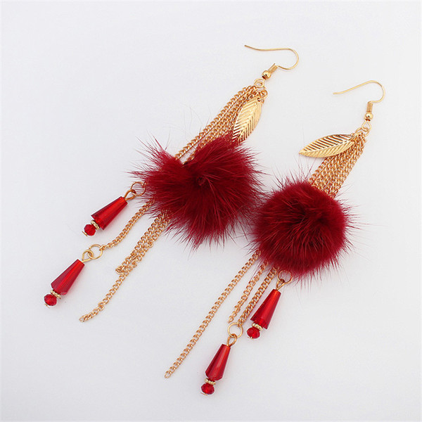 designer earrings Long Drop Feather Pendant Hairball Tassel Earring luxury designer jewelry women earrings stud earring drop shipping