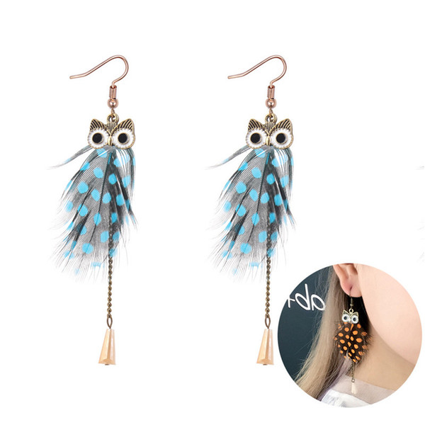 owl Tassel Dangle Long Earring Feather designer Earrings Jewelry Wedding luxury designer jewelry women earrings drop ship