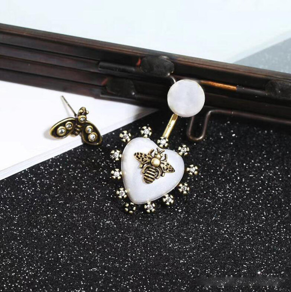 2019 NEW HOT VINTAGE Women Fashion Luxury Brands Earrings Bee/Heart/Pearl Stud Earrings Designer Jewelry