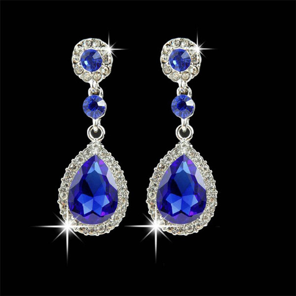 Bride Rhinestone Crystal Earrings For Women Cosmetic Popular Drop Earring For Wedding Dress Silver Fashion Jewelry