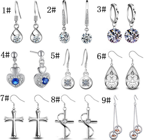 New 925 Silver Crystal Earrings for Woman Gemstone Crystal Cute Monkey face Cross Long Earring Valentine Gift Korean Fashion Jewelry